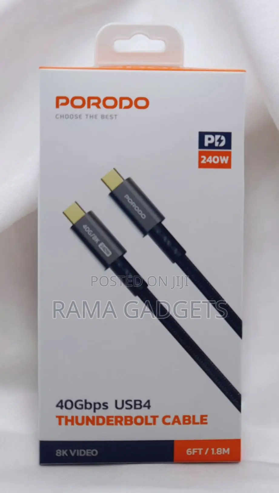 Porodo Thunderbolt Type C to Type C 1.8m Cable