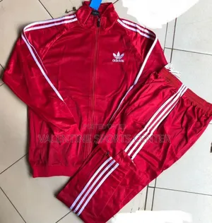 Red Colour With White Tracksuit Adidas