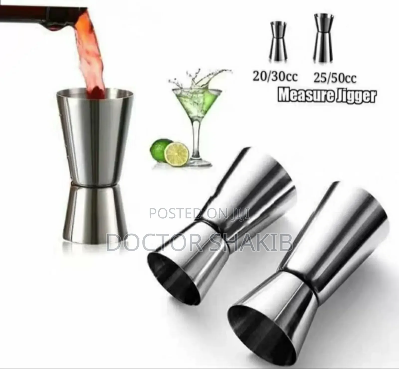 Set of 2pcs Stainless Steel Cocktail Measuring Cups