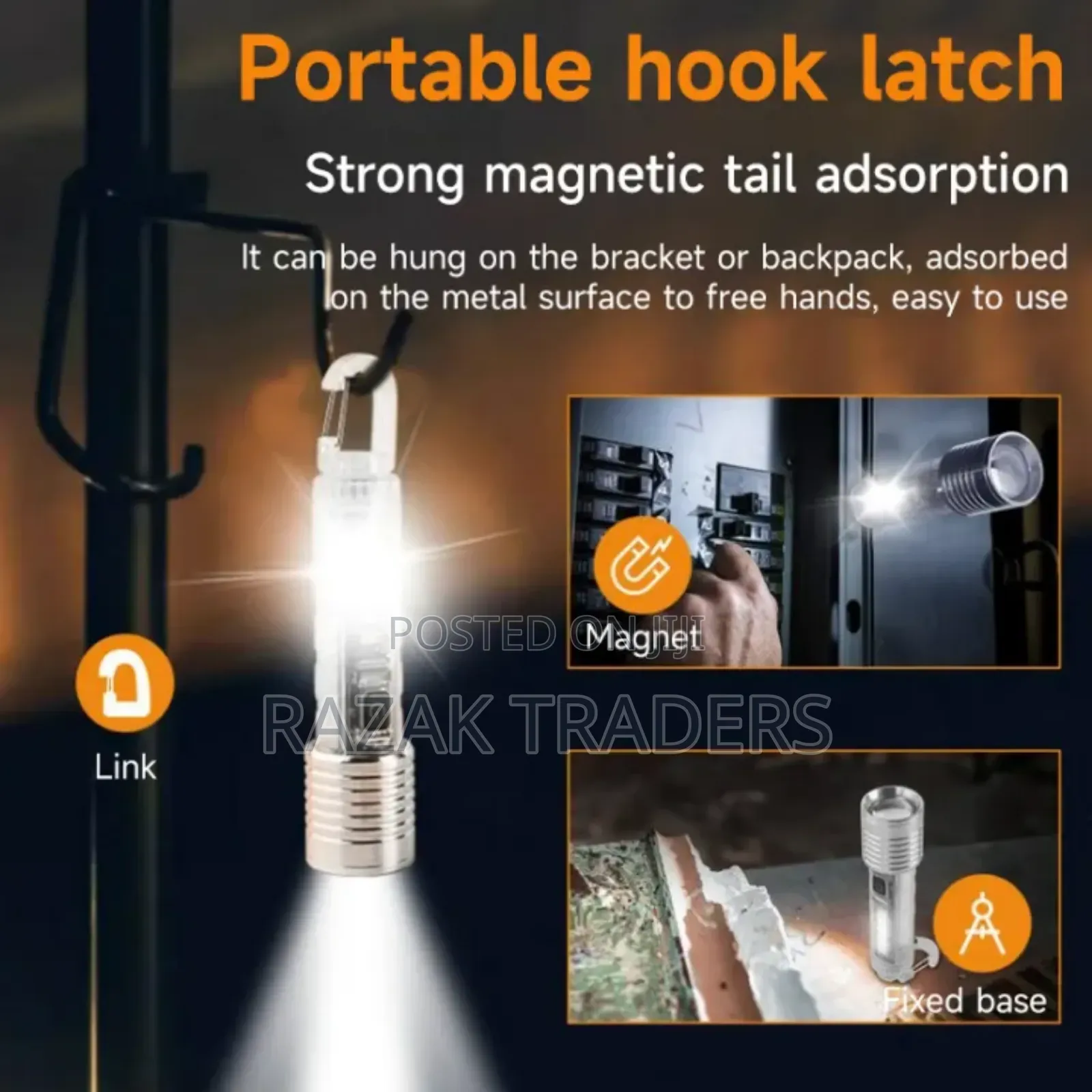 Led Flashlight Rechargeable Telescopic Zoom Torch Magnetic