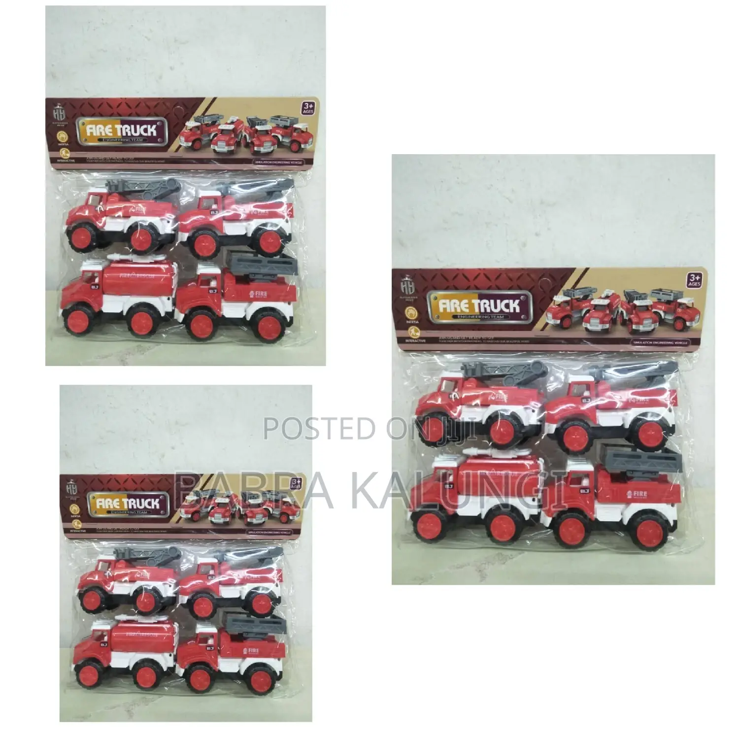 Fire Trucks 4 Pieces Red