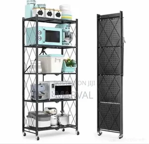 5-Tier Foldable Storage Shelf With Wheels