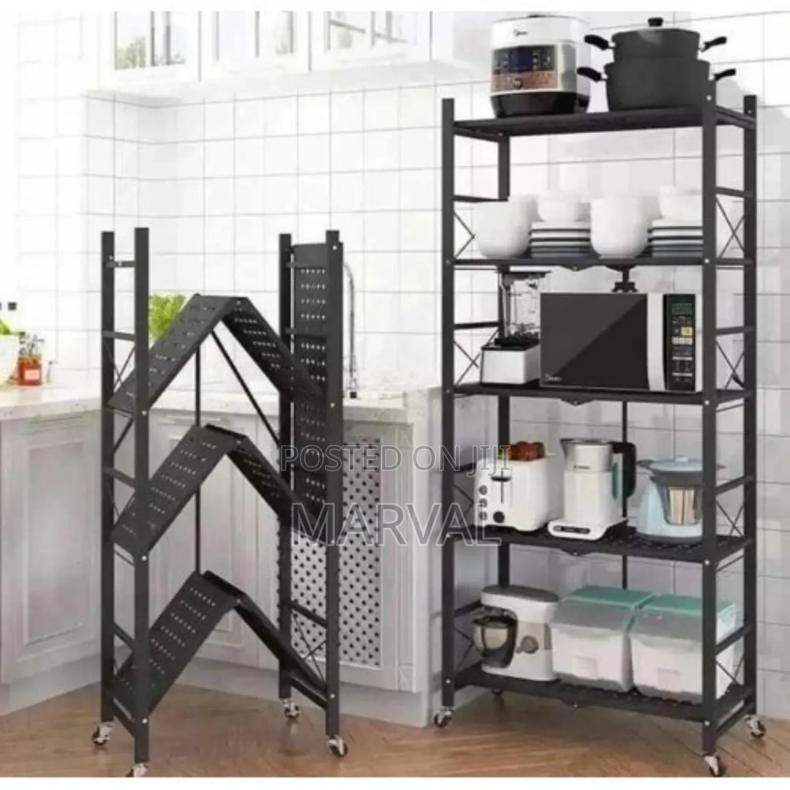 5-Tier Foldable Storage Shelf With Wheels