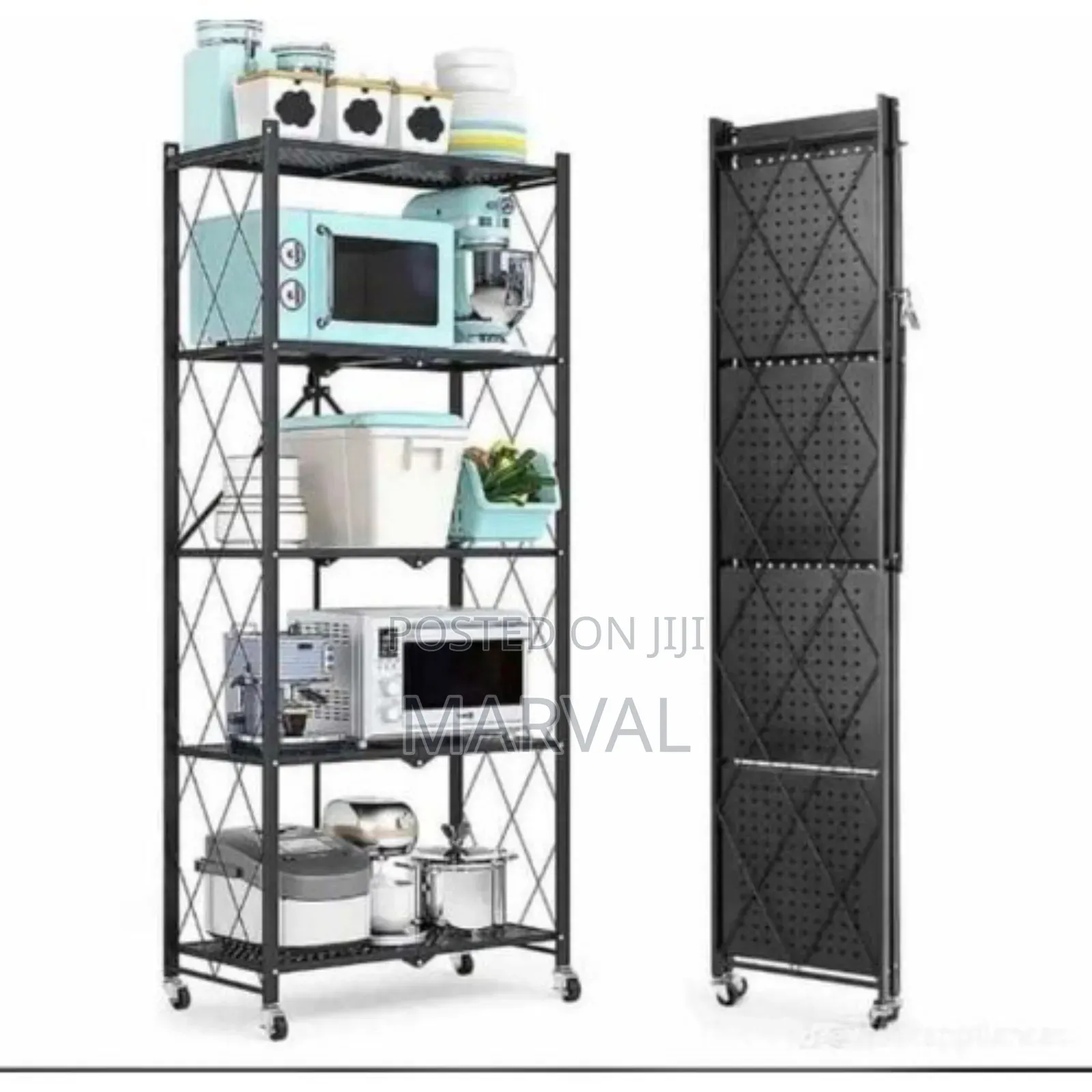 5-Tier Foldable Storage Shelf With Wheels