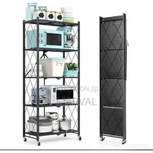 5-Tier Foldable Storage Shelf With Wheels