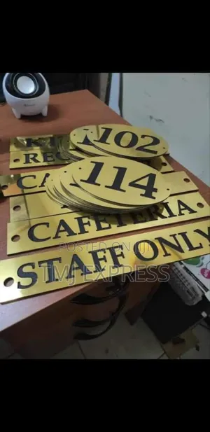 Gold Plate Room Number Labels