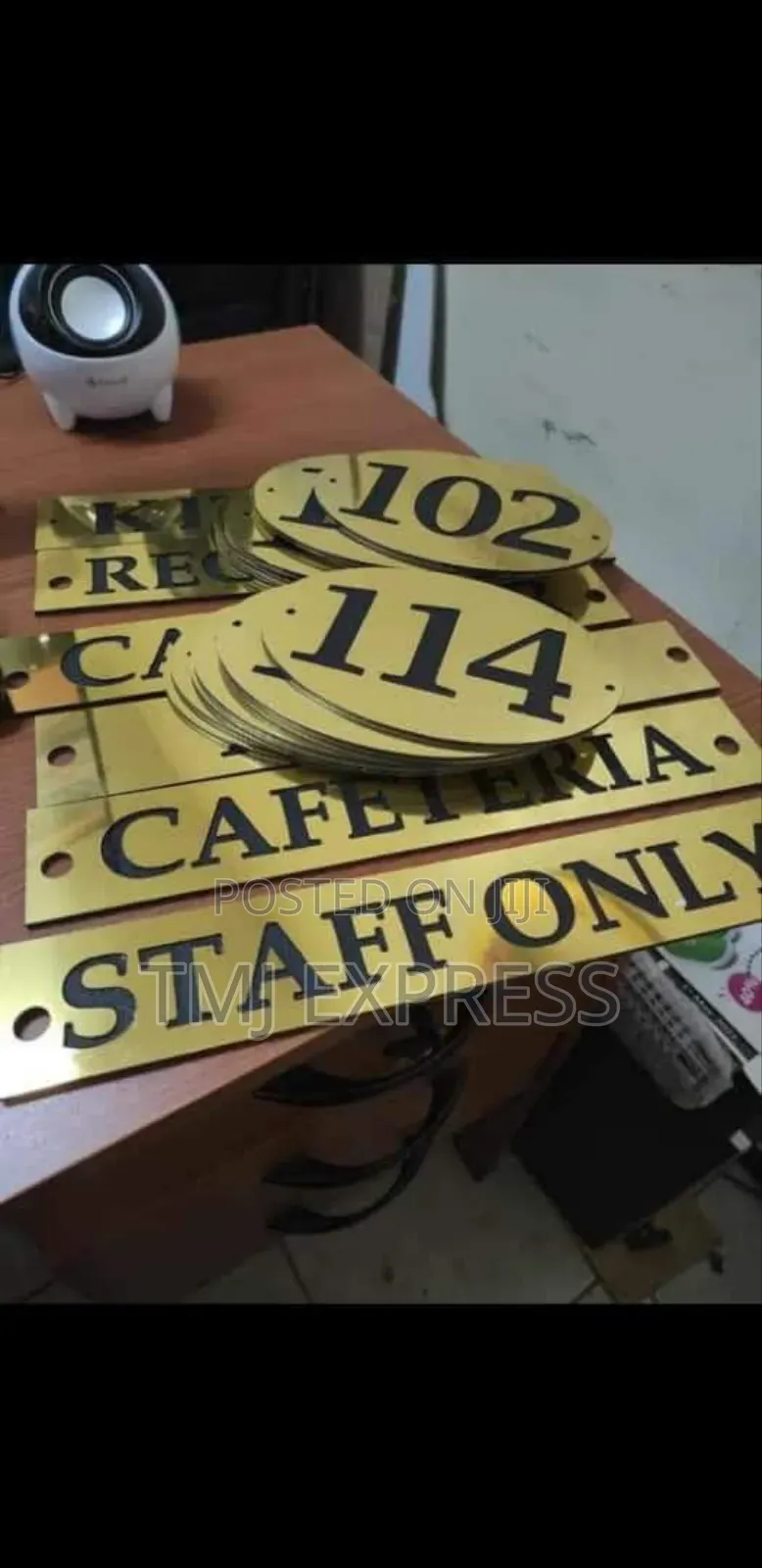 Gold Plate Room Number Labels