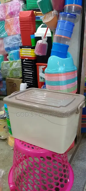 Cream Plastic Storage Boxes