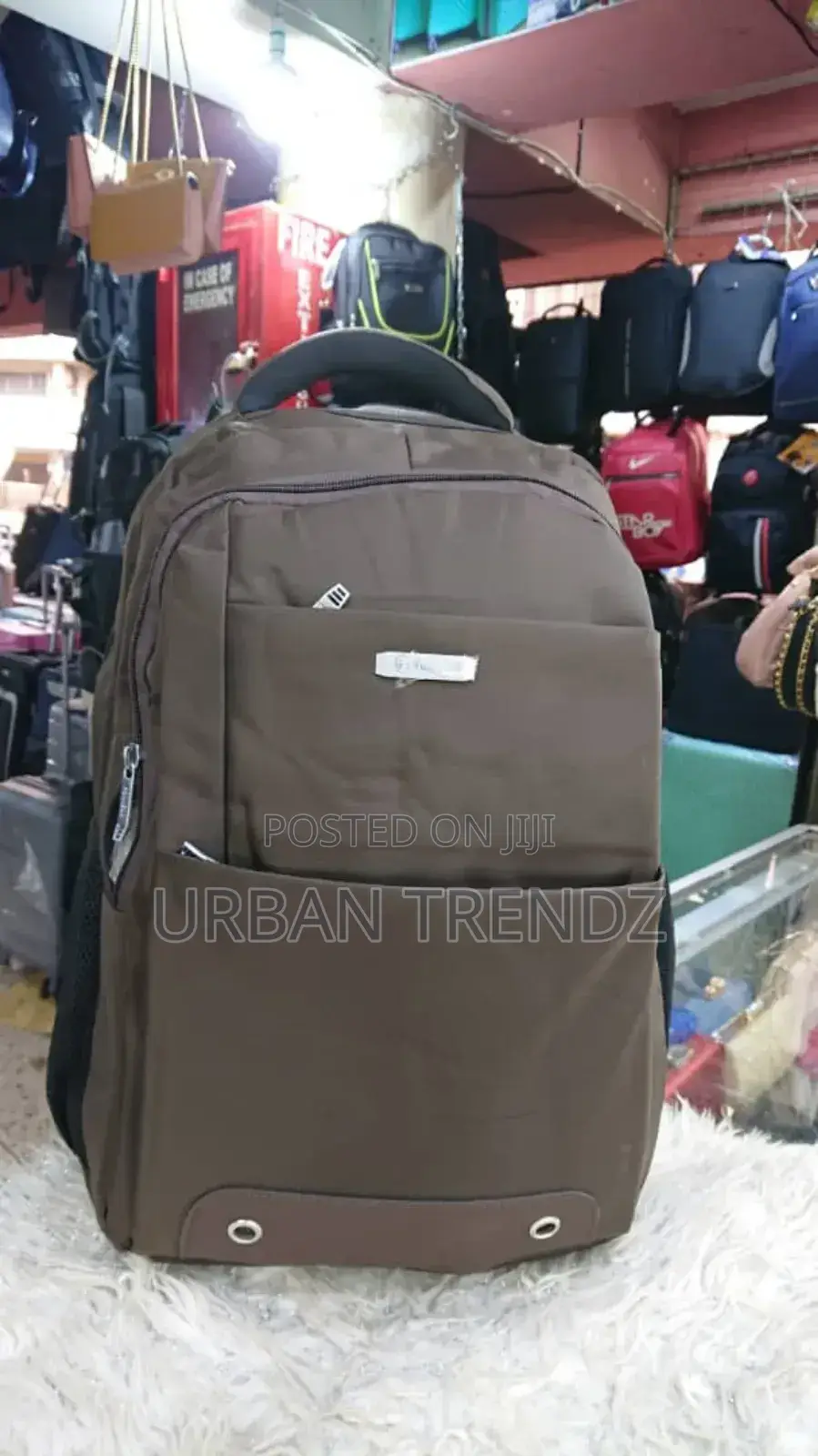Brown, Solid-Colored Laptop Bag