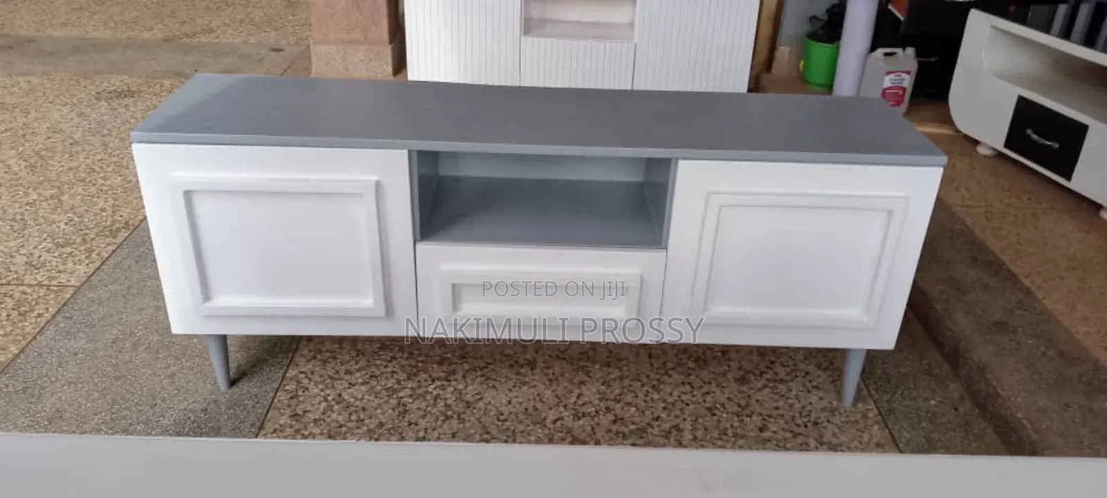 Flat Tv Stand With Gray Wooden Stands