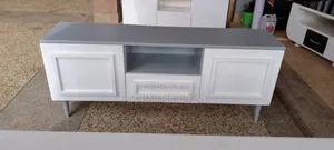 Flat Tv Stand With Gray Wooden Stands