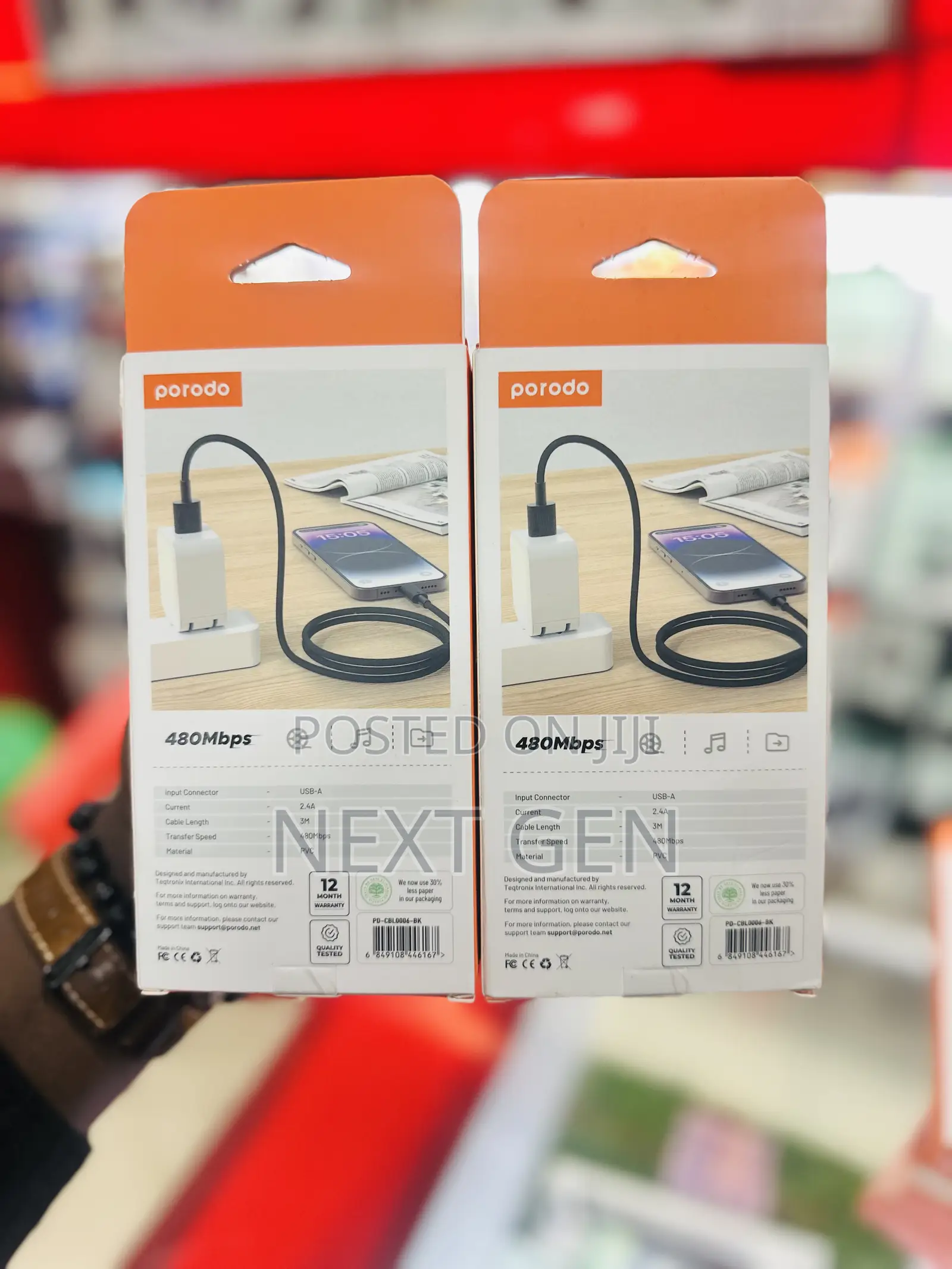 Porodo Usb-a to Lightning Durable 3meter Charging Cable