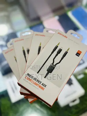 Porodo 2in1 Aux 3.5 to 3.5+Lightning Cable 1.2m