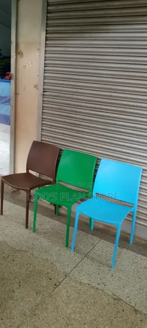 Green/Coffee Brown/Light Blue Plastic Chairs