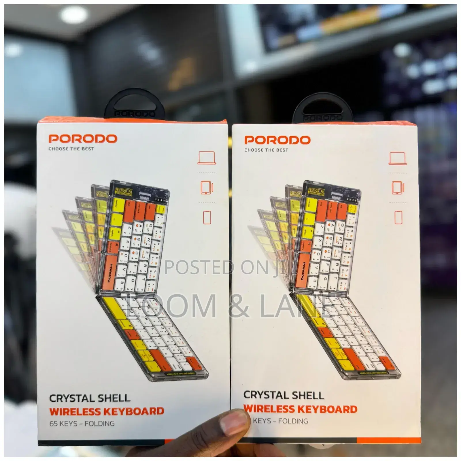 Porodo Crystal Shell Wireless Foldable Keyboard