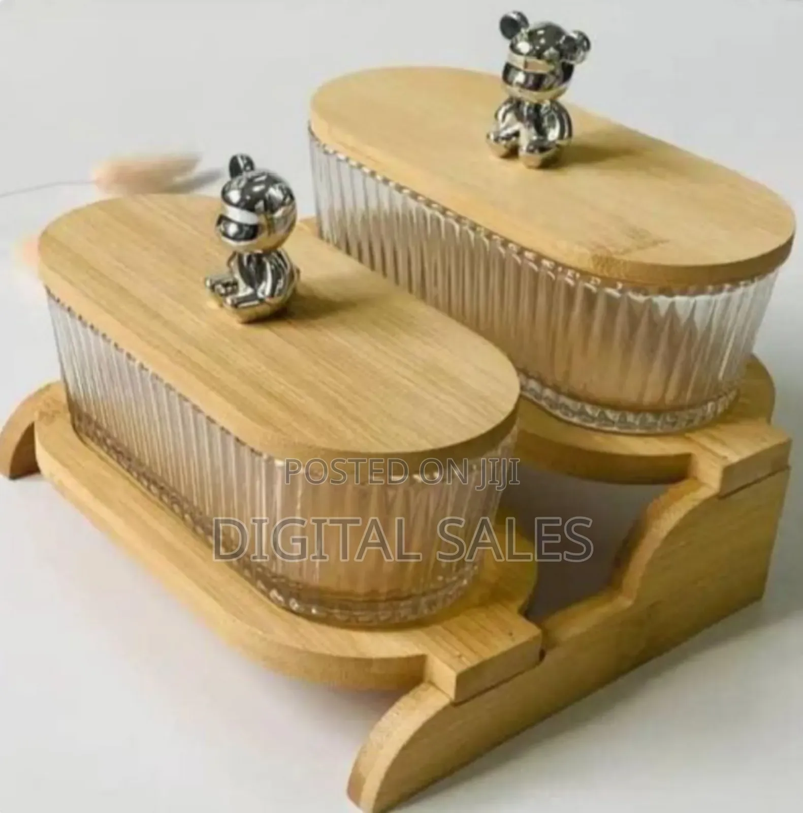 2 Jars 2 Tier Glass Snacks Serving Bowls Set Platters