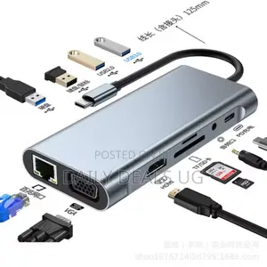 Usb C Hub Adapter 11 in 1 Dongle With Hdmi Vga Type C
