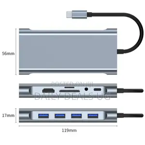 Usb C Hub Adapter 11 in 1 Dongle With Hdmi Vga Type C