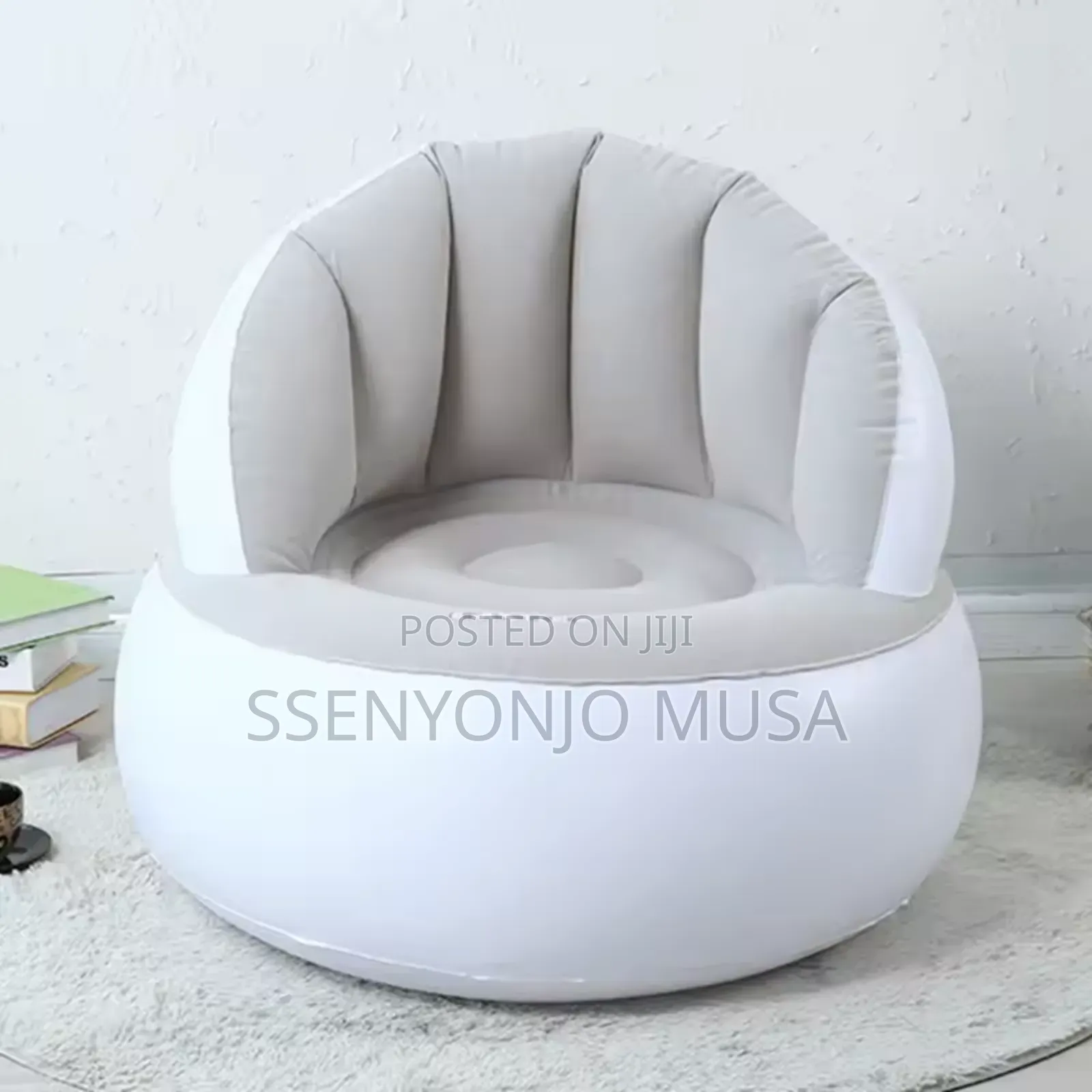 Foldable Inflatable Sofa - Flocking Fabric Lazy Chair