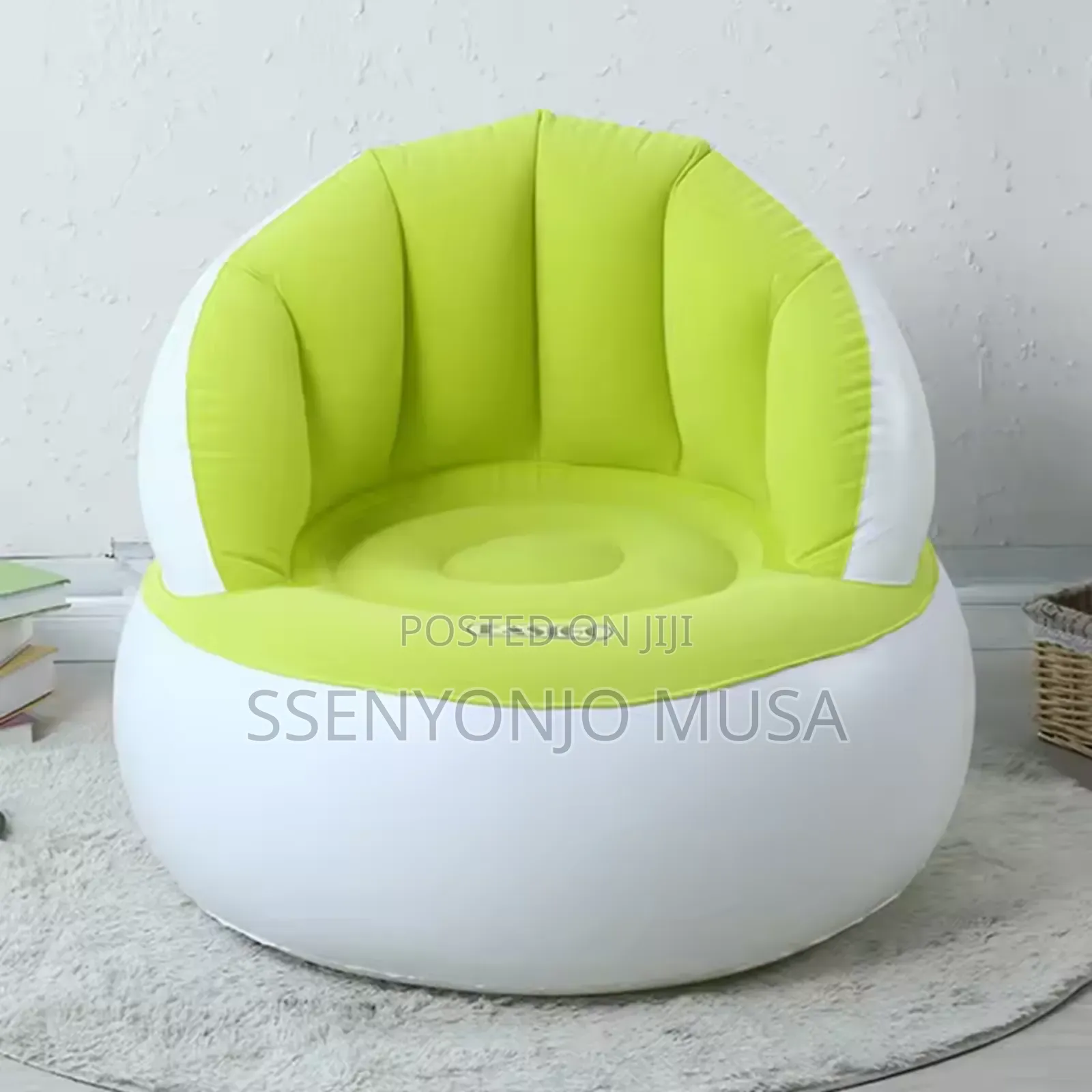 Foldable Inflatable Sofa - Flocking Fabric Lazy Chair