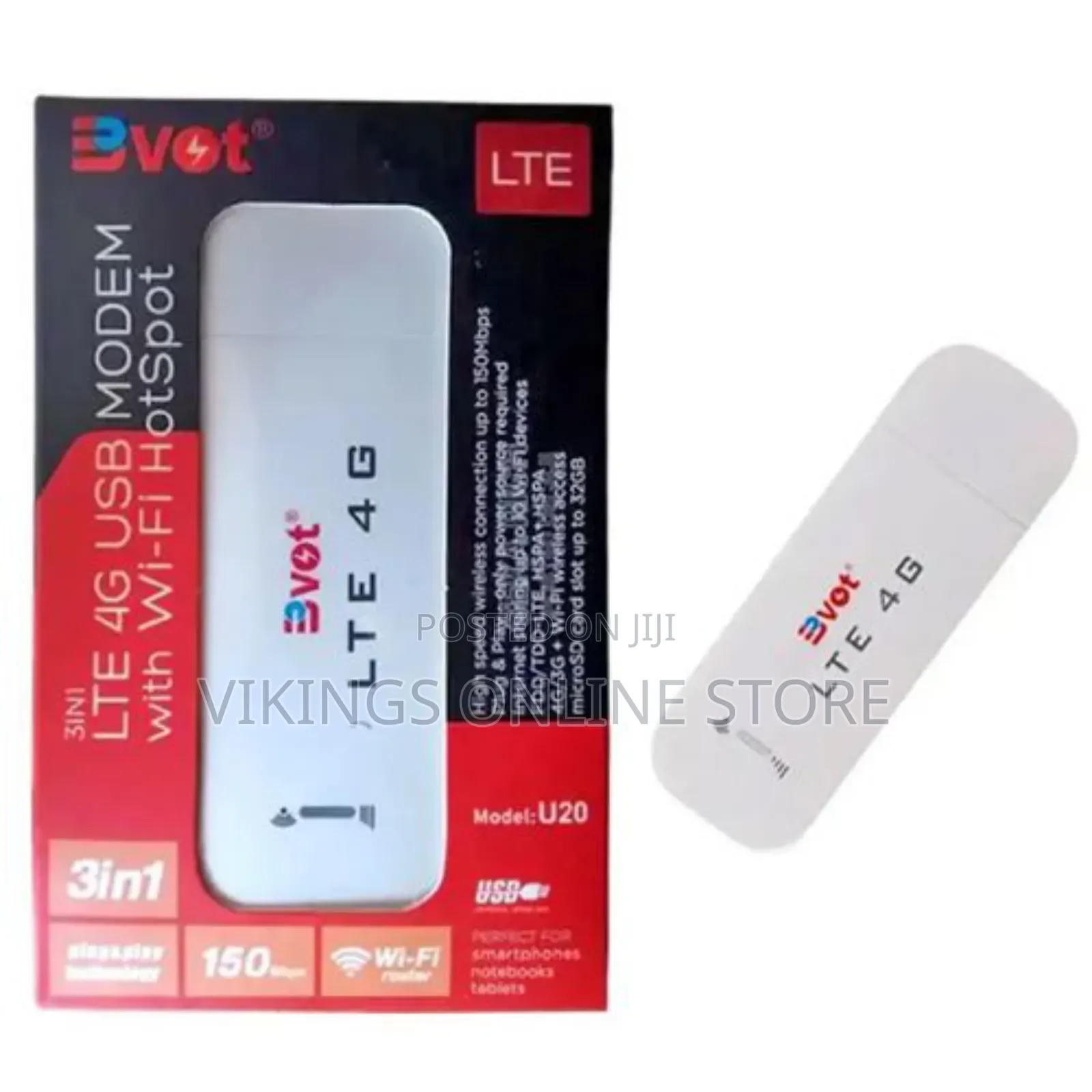 Bvot 4g Usb Modem With Wi-Fi Hotspot 3 in 1 -White