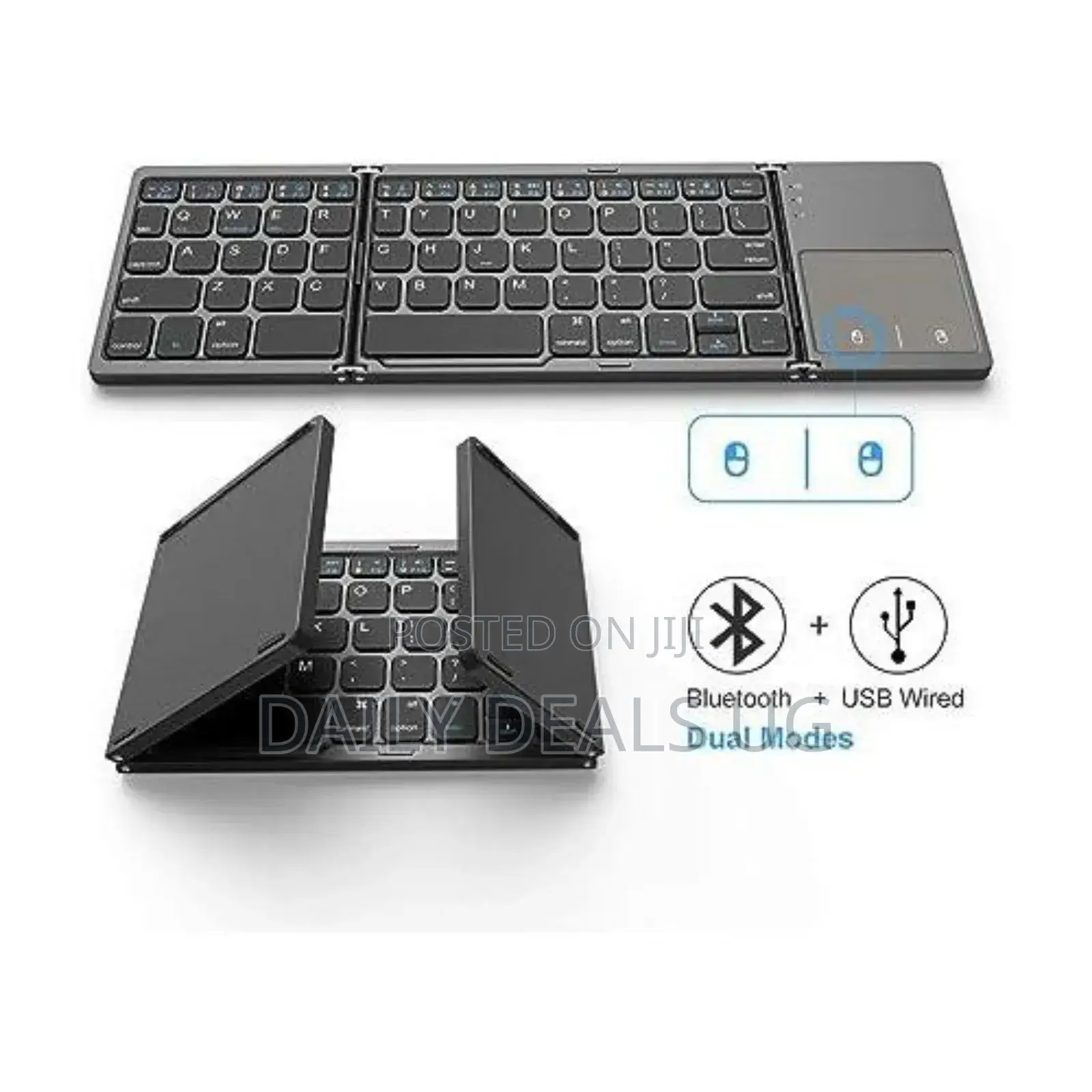 Foldable Bluetooth Keyboard, Pocket Size, With Touchpad-Grey