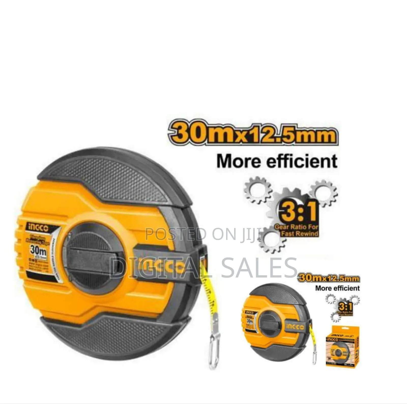 Ingco Fibreglass Measuring Tape - Orange