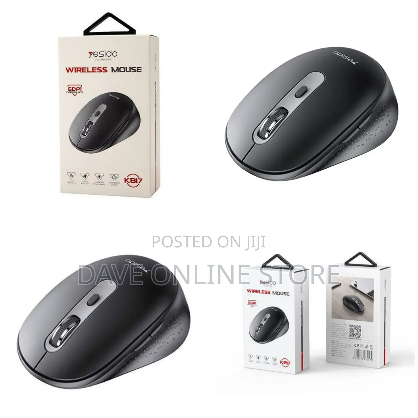 2.4ghz Wireless Optical Mouse With 1600 Dpi Yesido Kb17