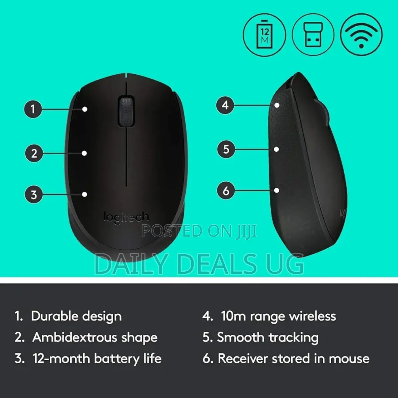 Logitech M171 Wireless Mouse 2.4 GHZ Wireless Range, Black