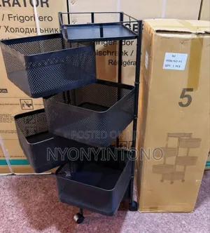 5 Tier Grocery / Vegetable Basket Rack With Rollers