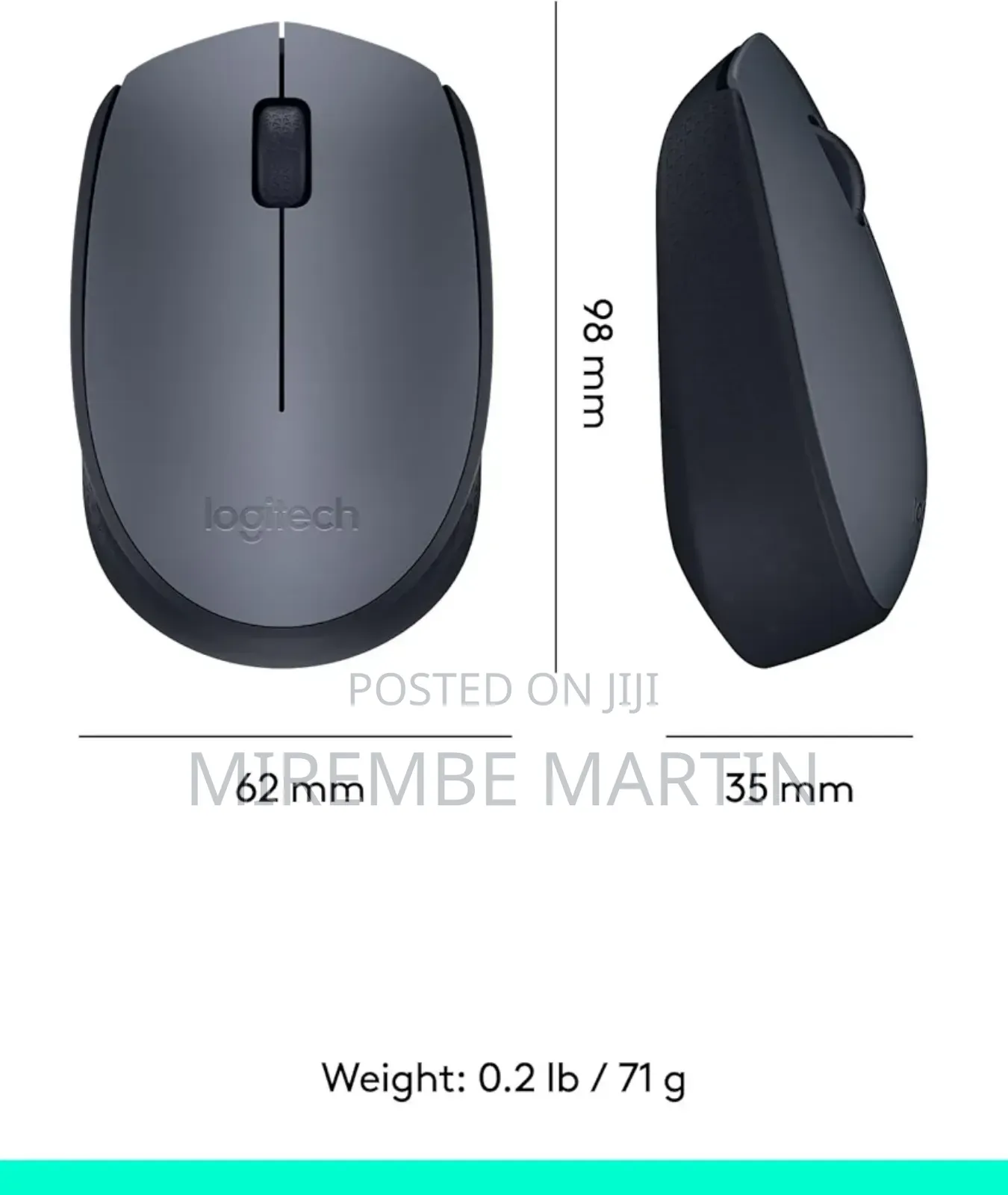 Logitech M170 Wireless Mouse, 2.4 GHZ - Grey/Black
