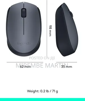 Logitech M170 Wireless Mouse, 2.4 GHZ - Grey/Black