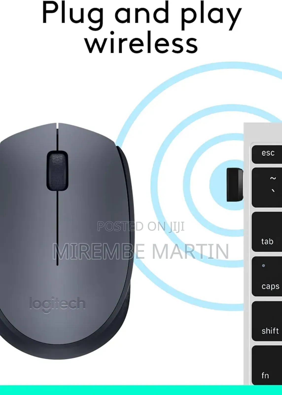 Logitech M170 Wireless Mouse, 2.4 GHZ - Grey/Black