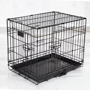 Black Metal Dog / Cat Training Cage With Removable Tray