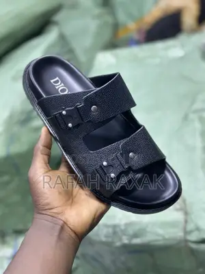 Original Rough Skin Dior Double Buckle Leather Sandals