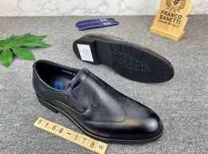 Original Black Rough Leather Franco Banetti Gentle Shoes