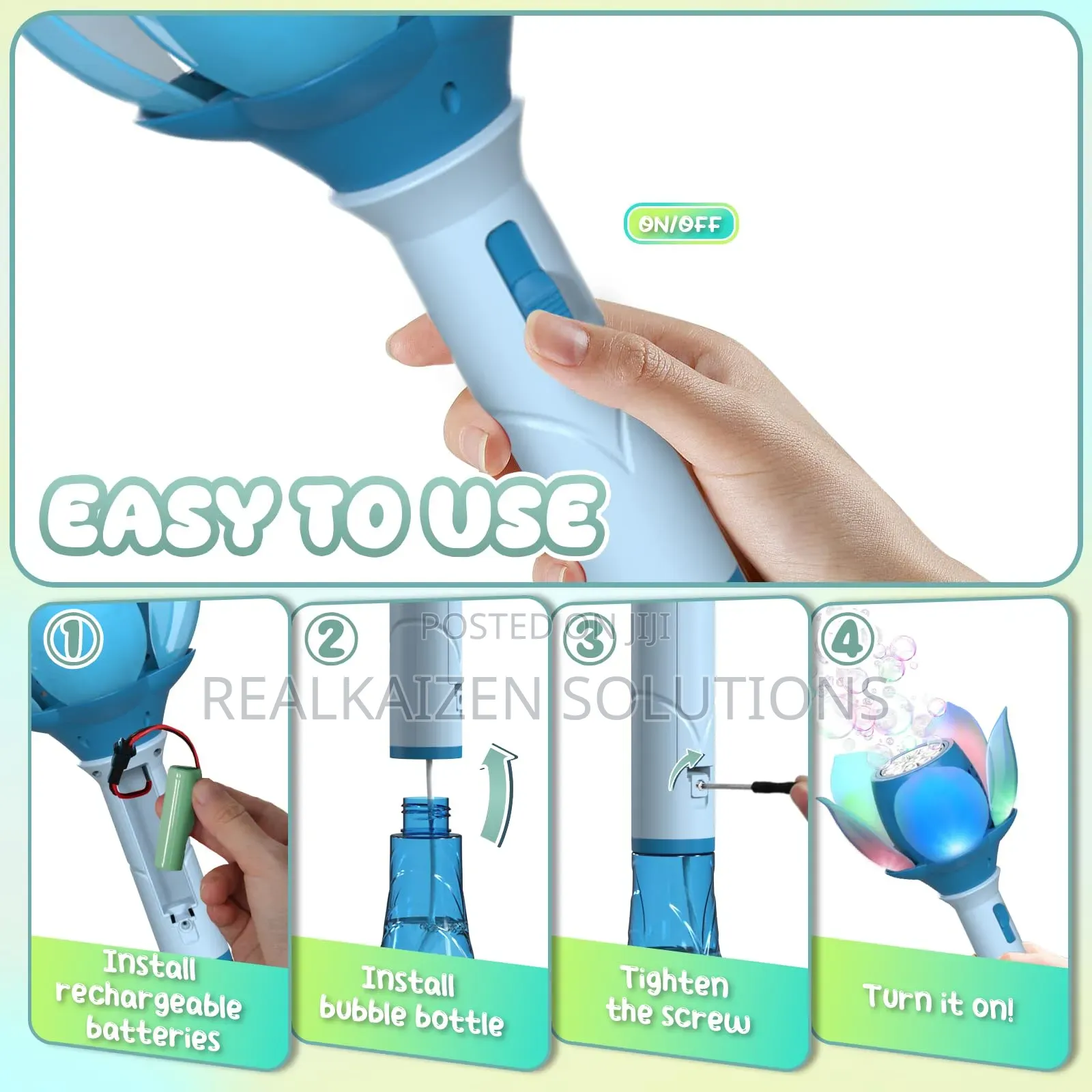 Automatic Rechargeable Kids Handheld Lotus Bubble Wand