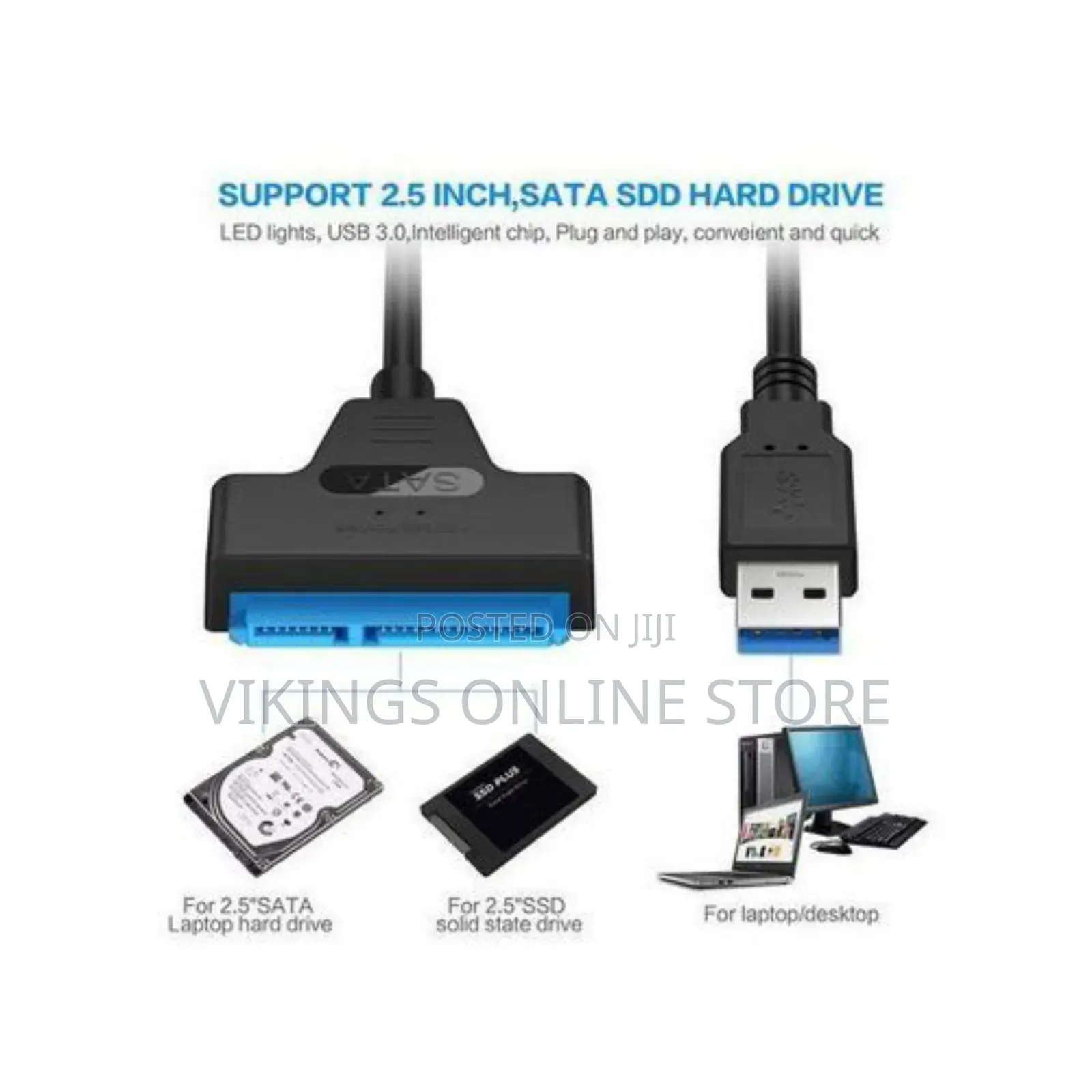 Sata to Usb 3.0 Cable 2.5 Inch SSD Hard Drive Reader-Black