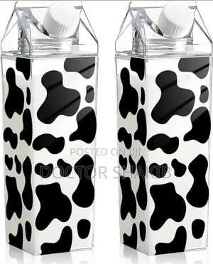 New Whaline Cow Print Milk Carton Water Bottle 1ltr