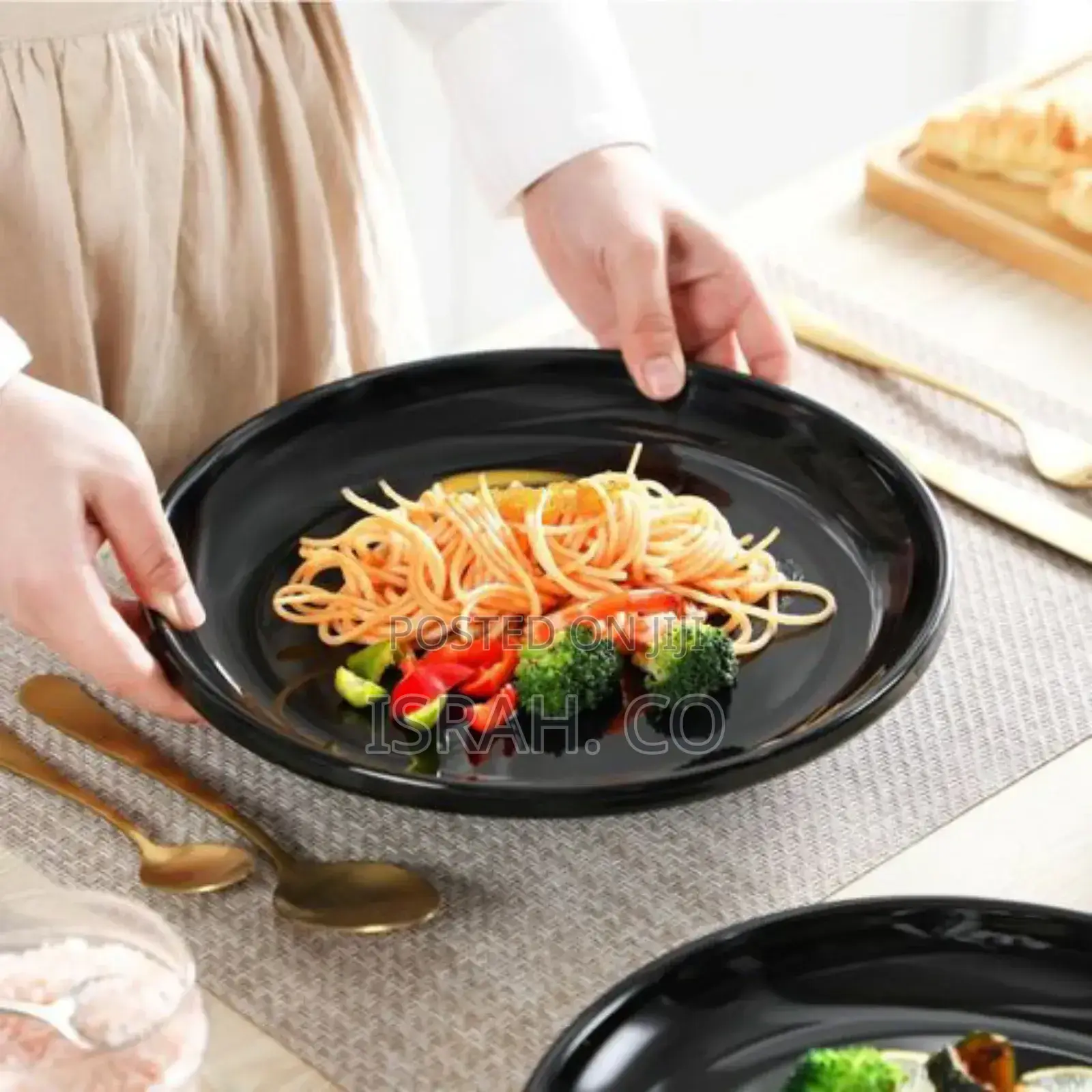 Black Dinner Plates Set of 6, 10.5 Inch