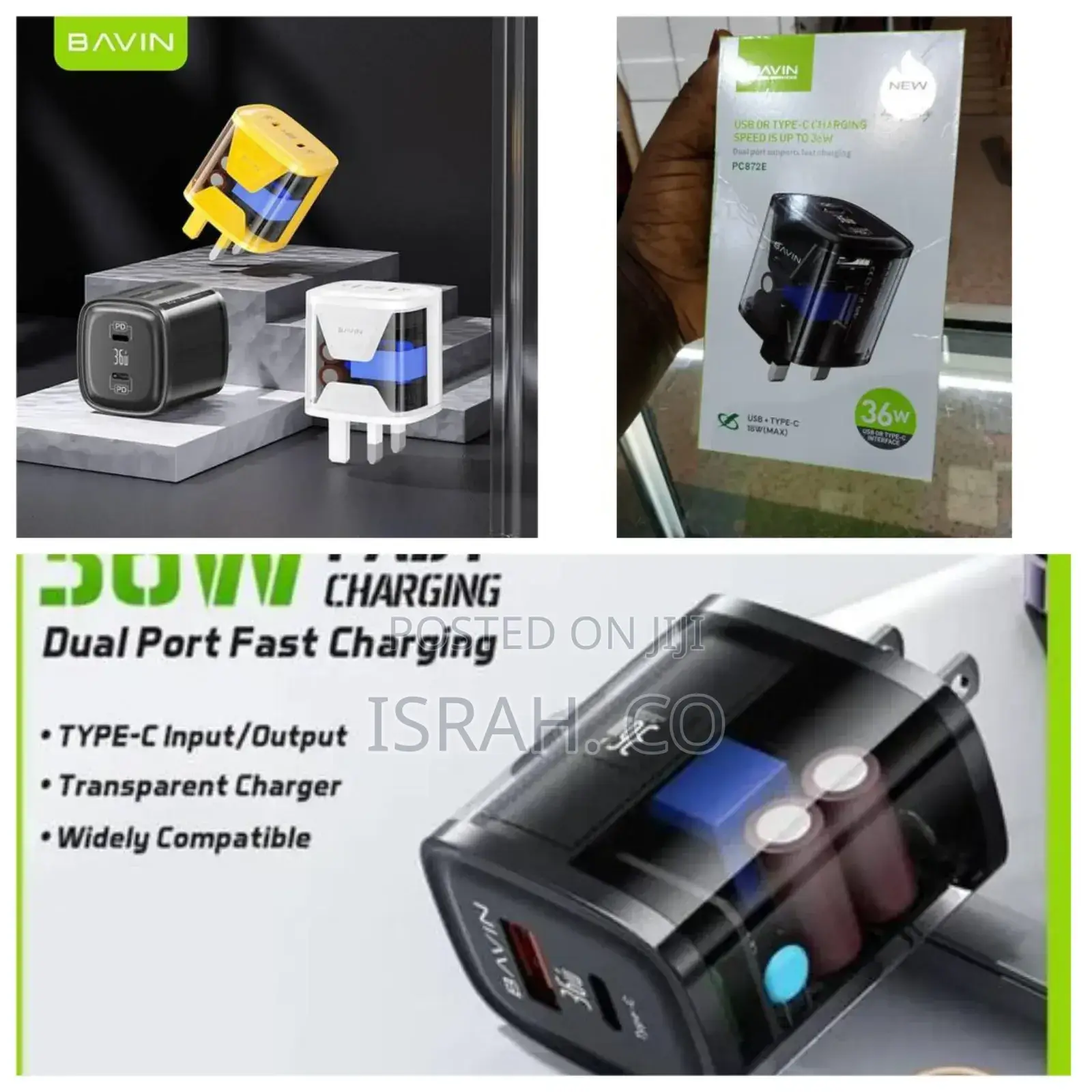 Bavin Transparent 36w Quick Charge 3.0 With Type C Usb Dual