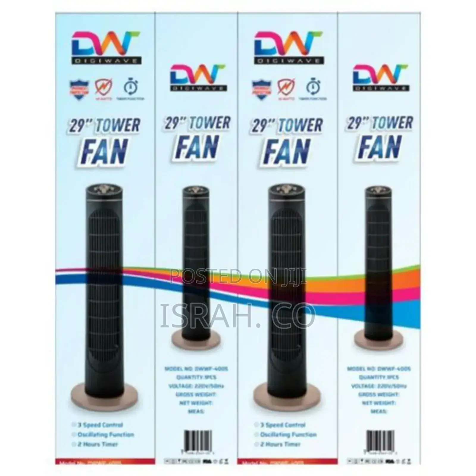 Digiwave 29" Oscillating Tower Fanwith Timer Forkeeping Cool