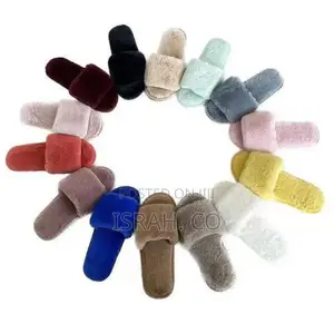 7-8 Open Toe Slides Warm Soft Fuzzy Fluffy Soft