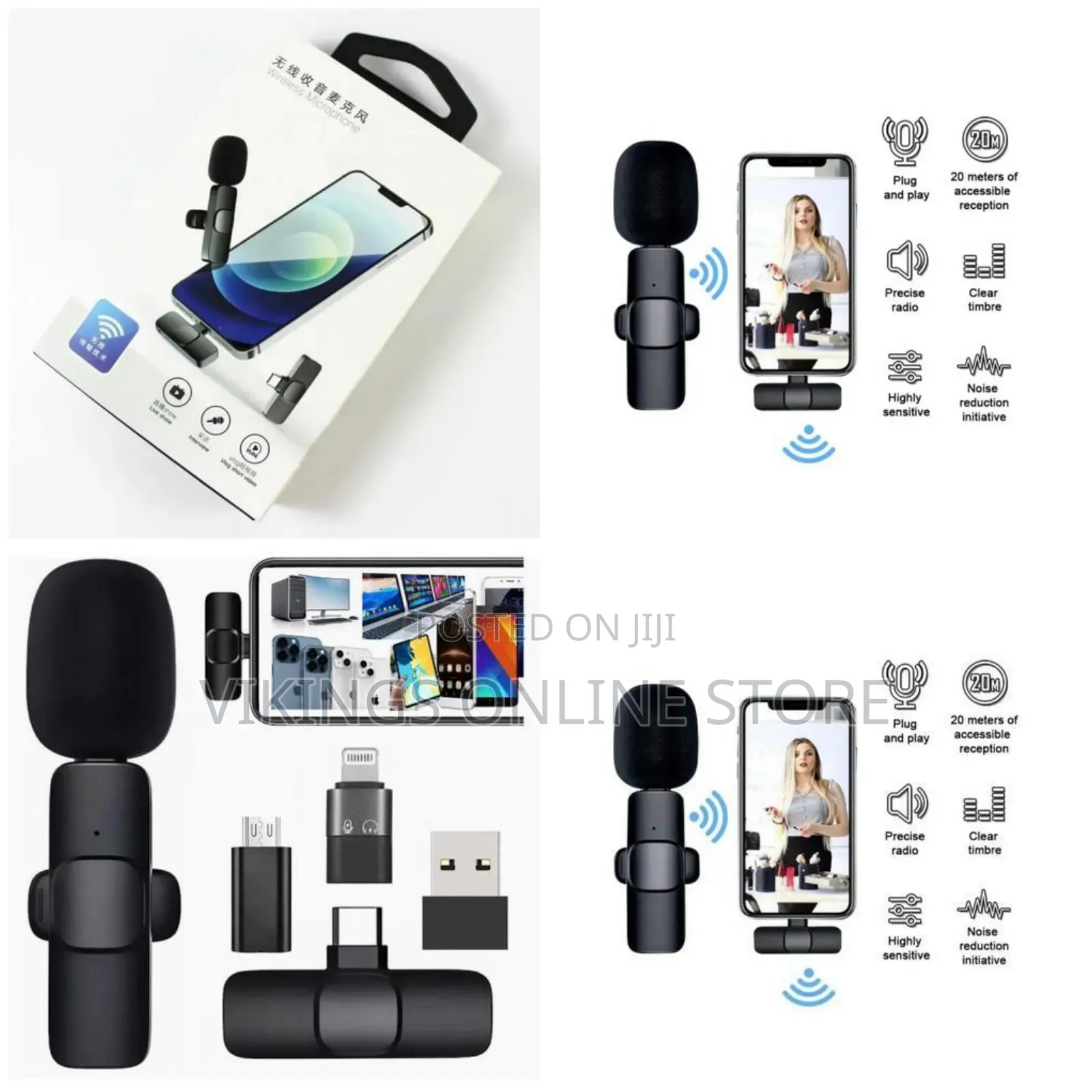  Bluetooth Wireless Microphone Type C, iPhone - Black