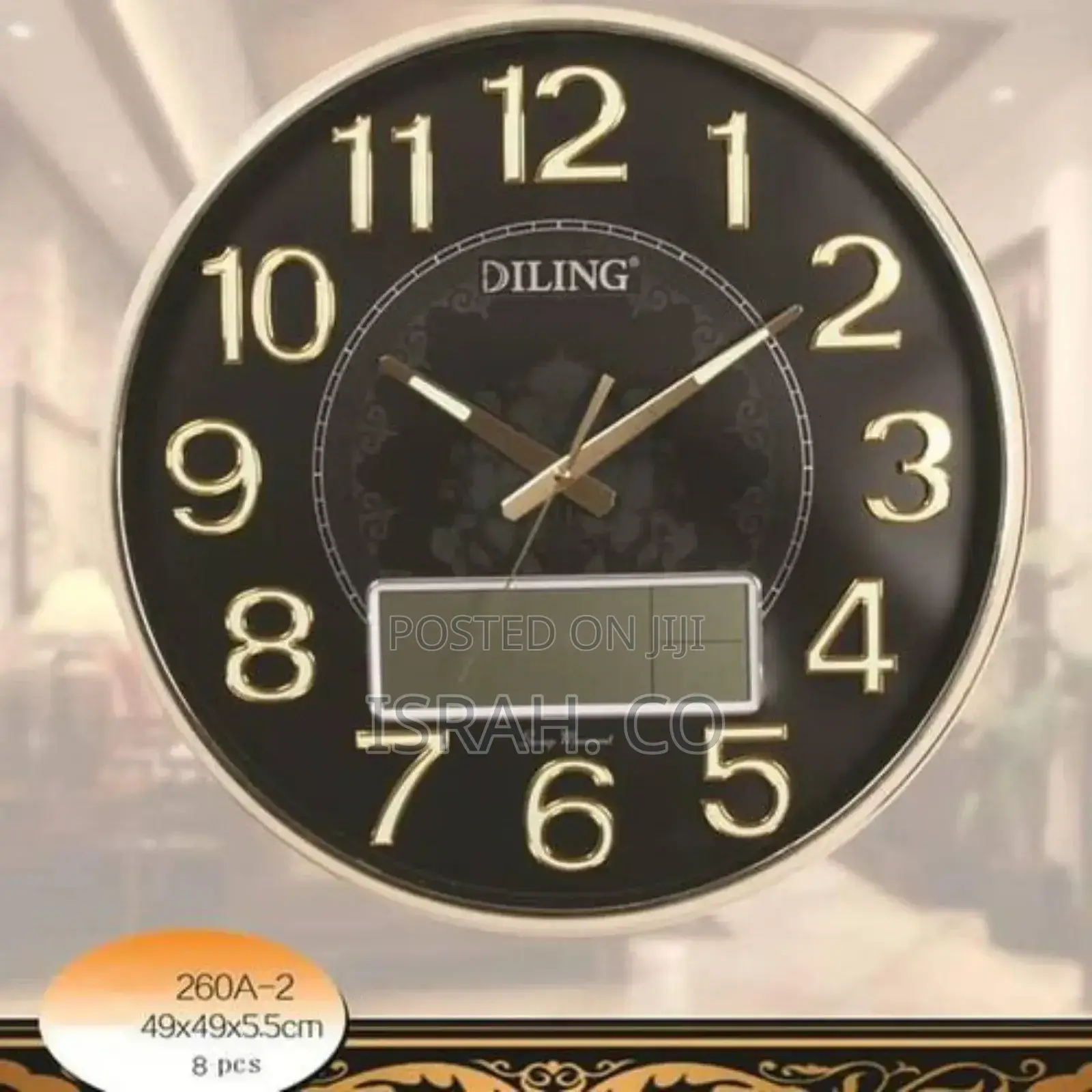 Diling Luxury Modern Wall Clock Round Shape 3d Digital