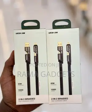 Green Lion 2in2 Braided Cable 65w 1.2metre