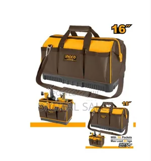 Ingco 16inch Tool Bag With 16 Pockets Wide Mouth Storage.
