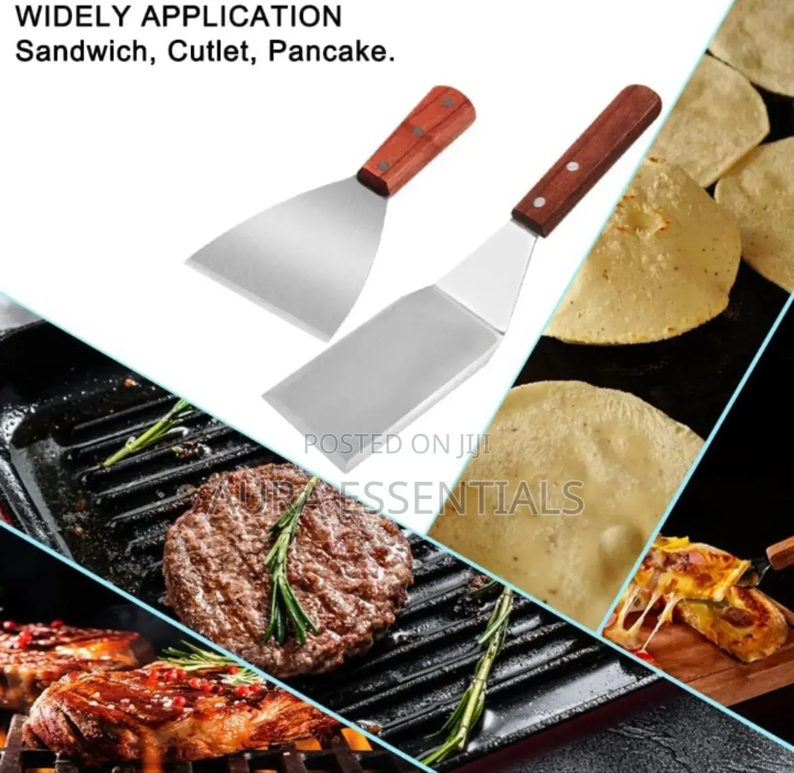 2pcs Wood Handle Grill Spatula
