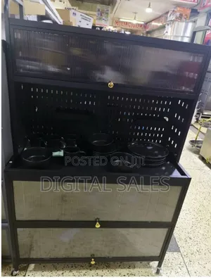 Kitchen Microwave Stand With 8 S-Shaped Hooks,