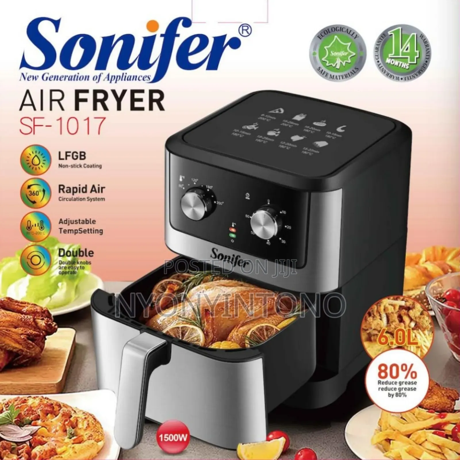 6liters Sonifer Automatic Air Fryer